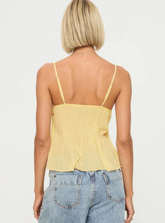 Lace Bow Sleeveless Sling Top|Color:Yellow
