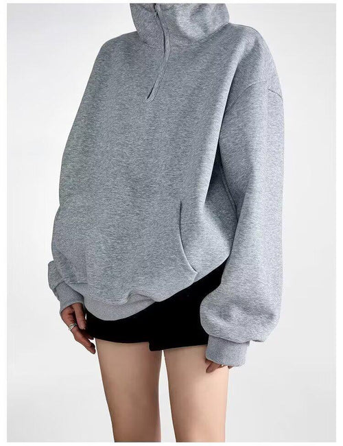 Half-Zip Hoodie|Color:Gray