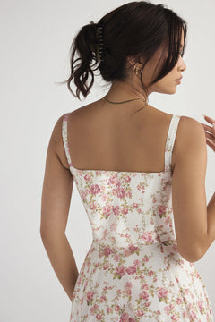 Floral Corset Style Midi Dress|Color:Green