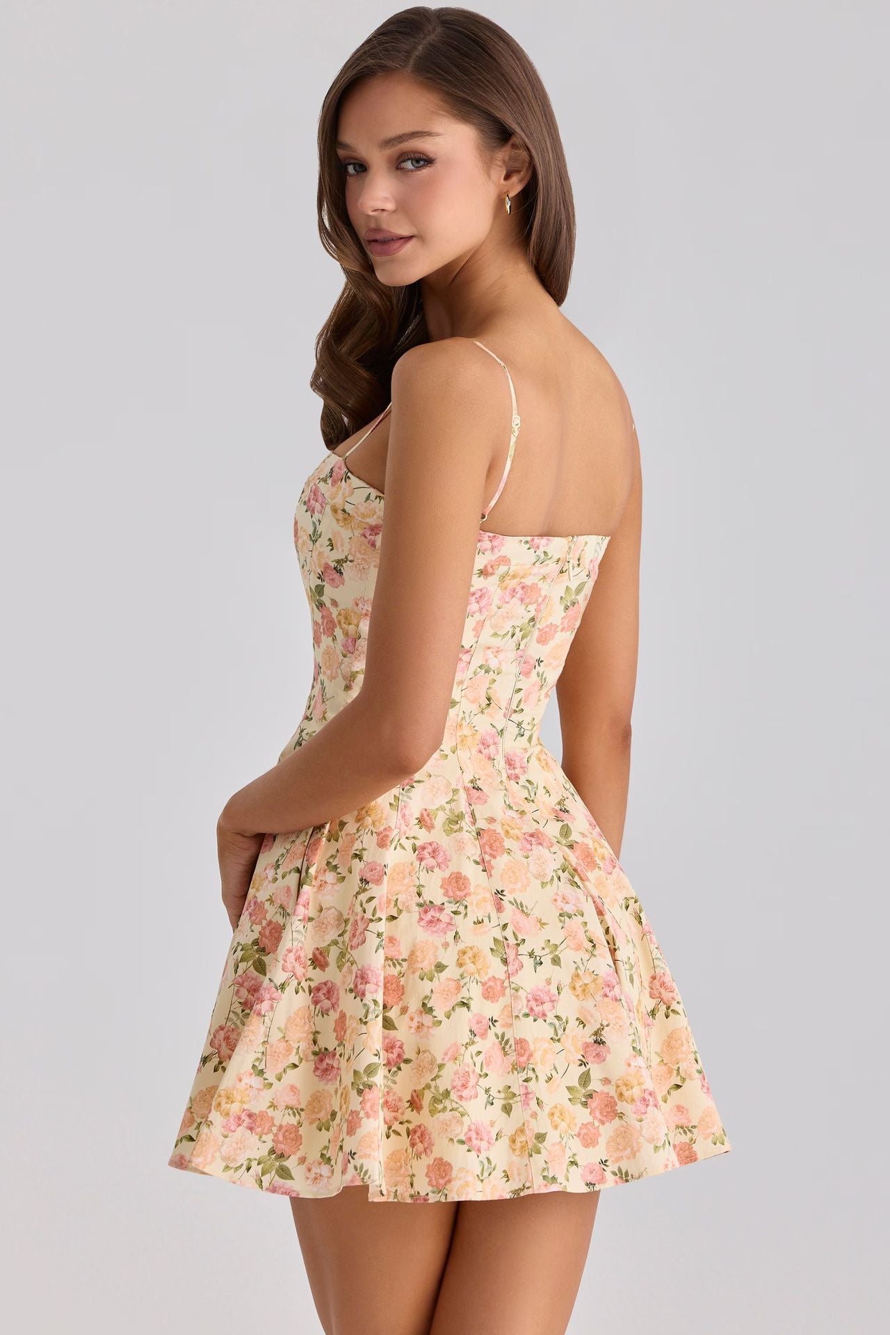 Floral Strappy Corset Mini Dress Fonley