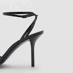 Thin Strap Buckle High Heel Sandals|Color:Black