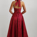 Jacquard Halter Midi Dress Fonley