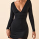 Ruched Plunge Bodycon Mini Dress Fonley