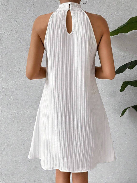 Textured Halter A-Line Mini Dress Fonley