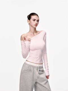 Slim Fit Long Sleeve Knit Top|Color:Pink