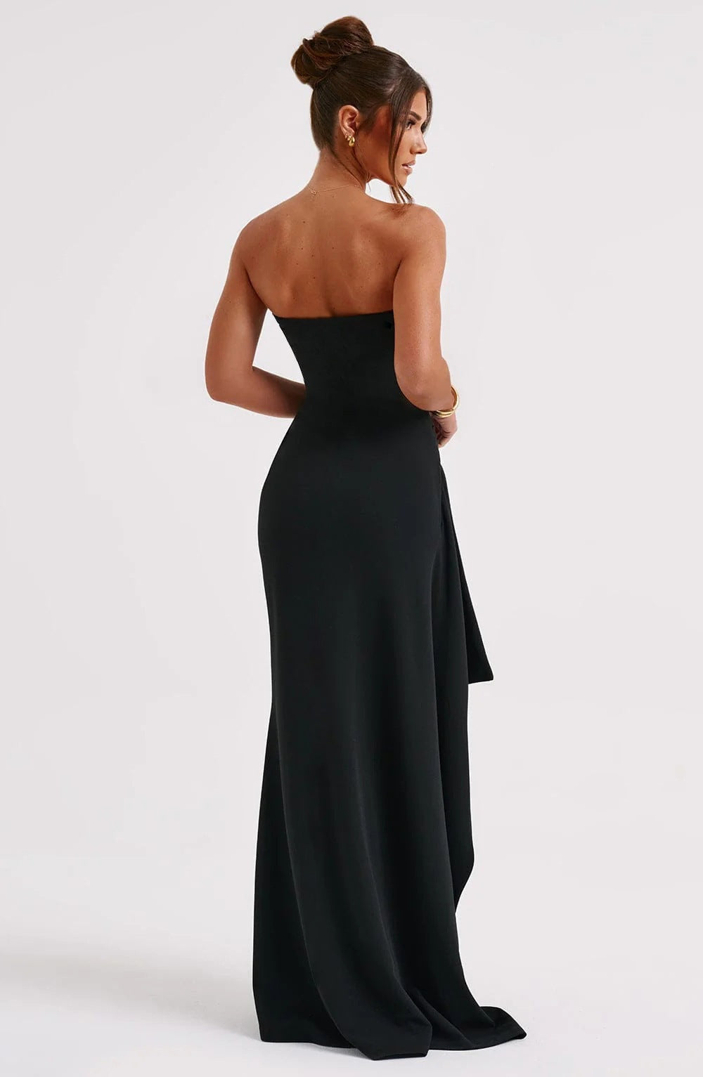 Strapless Bandeau Thigh-Split Maxi Gown Fonley
