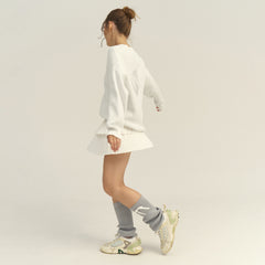 Letter Print Round Neck Knit Sweater|Color:White