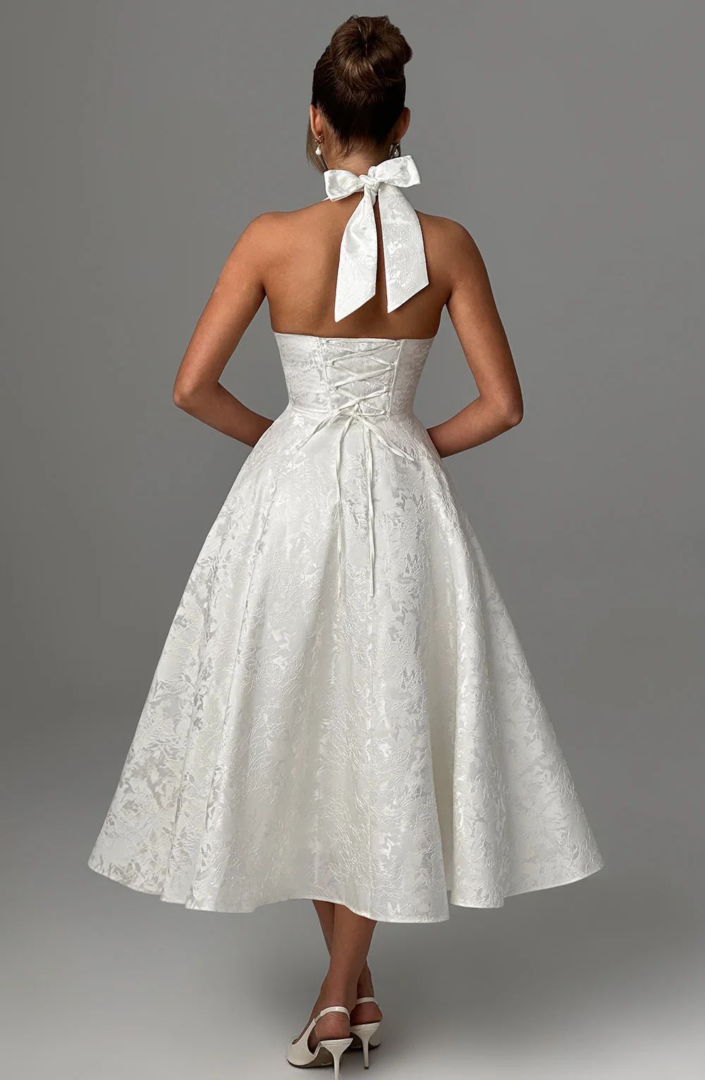 Jacquard Halter Midi Dress Fonley