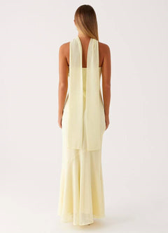 Floral Strapless Scarf Maxi Dress Fonley|Color:Yellow