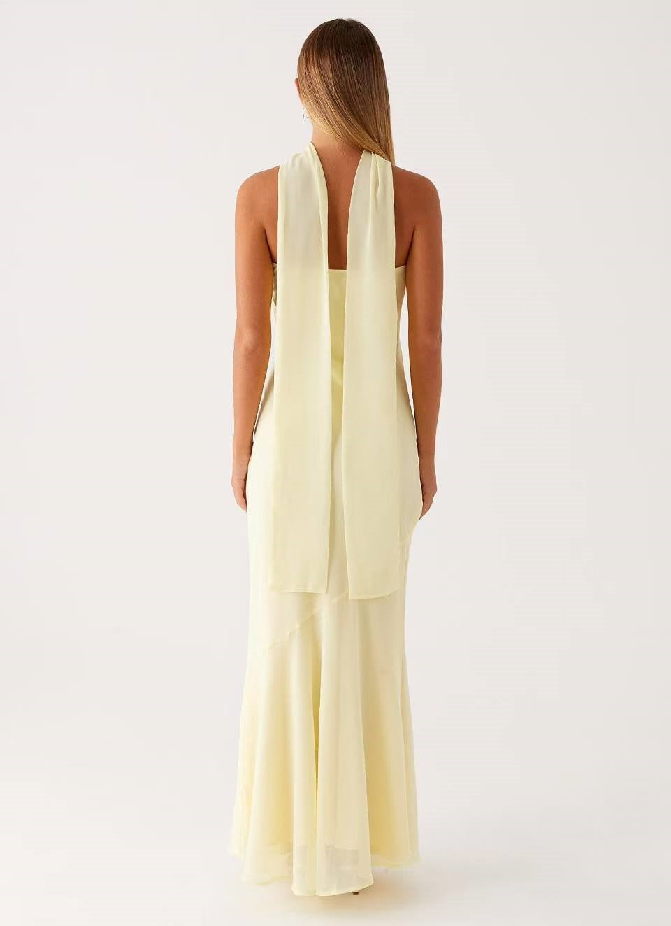 Floral Strapless Scarf Maxi Dress Fonley