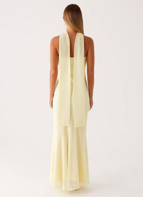 Floral Strapless Scarf Maxi Dress Fonley
