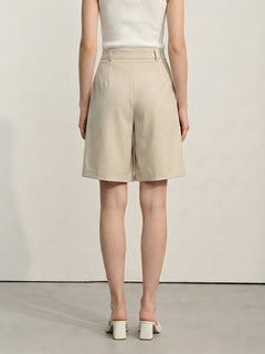 High-Waisted A-Line Shorts|Color:Beige