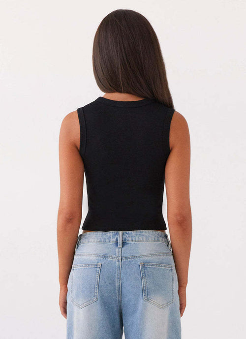 Double-Breasted Geometric Print Vest|Color:Black