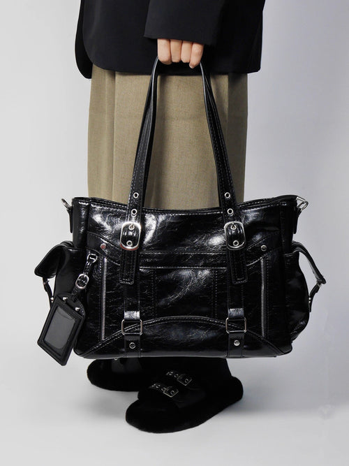 Sweet and Cool Style Large-Capacity Tote Bag|Color:Black