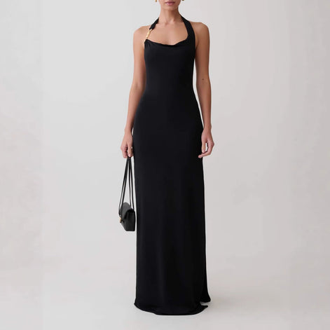 Cowl Halter Slip Maxi Dress Fonley