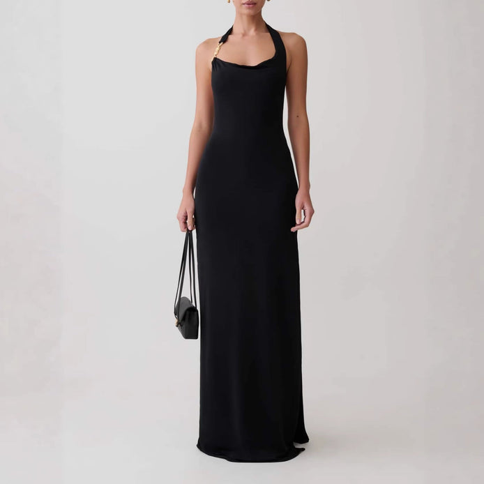 Cowl Halter Slip Maxi Dress Fonley