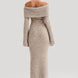 Off-The-Shoulder Buckle Detail Knit Midi Dress Fonley