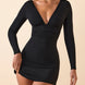 Ruched Plunge Bodycon Mini Dress Fonley