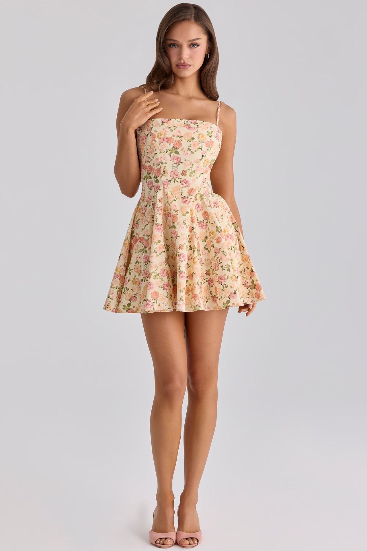 Floral Strappy Corset Mini Dress Fonley